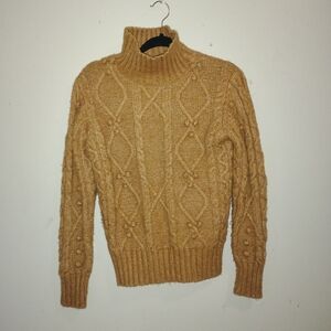 cupcakes & cashmere Tan Cable Knit Turtleneck Sweater